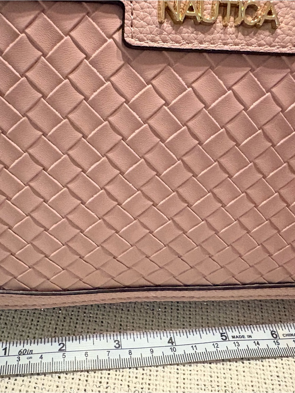 Nautica Blush Light Pink Woven Crossbody Bag - Picture 10 of 11